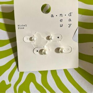 2 Pairs Small Faux Pearl Earrings